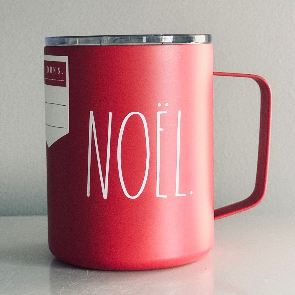 Rae Dunn by Magenta, Red Metal LL Noel. Cold Beverage Tumbler with Handle